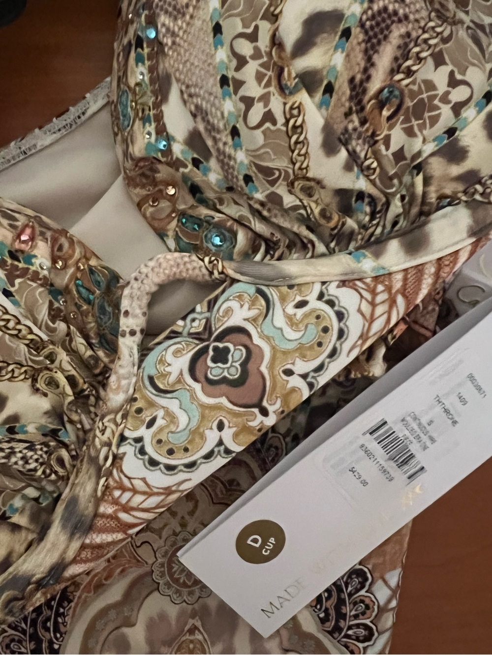 NWT Camilla Ththrone Wire Moulder Bra Beige Paisley One Piece Swimsuit Small - Picture 12 of 15